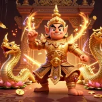 Experience the thrill of fly88 with captivating gambling scenes featuring guardians and treasures.