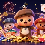 Experience thrilling wins with vipwin luxury in this vibrant casino illustration featuring enchanting characters and gaming elements.