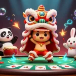 Experience NHÀ CÁI TX88 with vibrant poker action featuring playful characters in a festive casino setting.