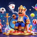Engage with 8x bet through an energetic 3D illustration showcasing a caterpillar hookah-master in a dynamic sports betting scene.