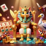 Experience the excitement of slot games with link May88 in this vibrant 3D casino illustration.