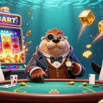 Experience thrilling underwater poker with sin88 featuring a walrus, penguin dealer, and pufferfish at a vibrant table.