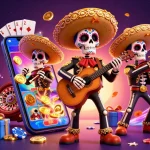 Experience the best payout casino in Australia with vibrant Day of the Dead mariachi band and exciting slot games.