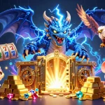 Engage with nk889 and unleash thrilling slots action in this vibrant 3D casino scene.