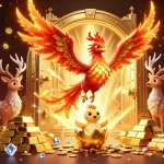 Engage with the vibrant world of hm884 featuring a phoenix and treasures in a casino scene.