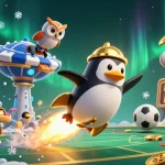 Experience the excitement of 88i as a golden penguin launches into a vibrant casino-themed space, surrounded by dynamic sports elements.