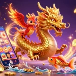 Engage with the thrilling adventures of 789bet through an artistic representation featuring a dragon, phoenix, and koi fish.