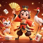 Experience the thrill of FABET gaming with vibrant kabuki warriors and festive mahjong tiles.