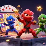 Experience the excitement of Link vào Da88 with ninja chameleons amidst vibrant gambling elements.