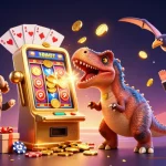 Hit the jackpot with Link vào Dabet and catch flying coins in this vibrant casino scene.