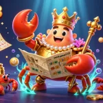 Experience the excitement of lv8868 with a dynamic 3D casino scene featuring a golden crab emperor and lottery action.