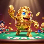 Experience exciting gaming with gg88com, featuring golden golem and vibrant poker elements.