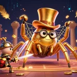 Engage with thrilling adventures at 88ibet, showcasing a whimsical scene of a knight and a golden tarantula in a casino!