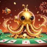 Experience thrilling poker action at 789bet with vibrant visuals of a kraken submarine and poker elements.