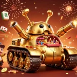 Engage in high-stakes fun with FIVE88's vibrant casino-themed illustration featuring gold and festive elements.