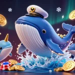 Experience thrilling gaming action on 11BET with vibrant visuals of whales and crypto elements.