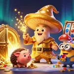 TX88 spins the reels with a magical 3D illustration of a golden mushroom wizard uncovering treasures.