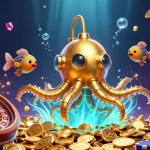 Hit club showcases an exciting 3D illustration of a kraken submarine in a jackpot paradise surrounded by golden coins.