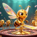 Engage with the thrill of five88 vin as a golden hornet leads a vibrant casino treasure adventure.