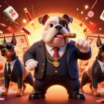 Engage with FIVE88's thrilling gaming experience featuring a mafia bulldog and Doberman guards.