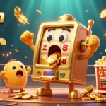 Experience the thrilling jackpot of 23win as golden coins pour from a cartoonish slot machine, capturing the excitement of gaming.